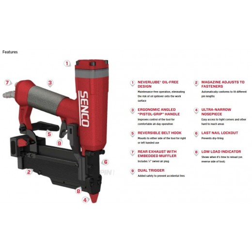 Senco TN11L 23g Pin Gun Features